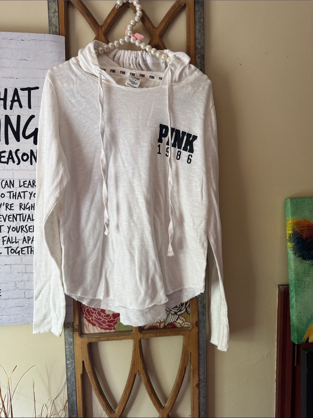 Victoria's Secret PINK White Logo Pullover